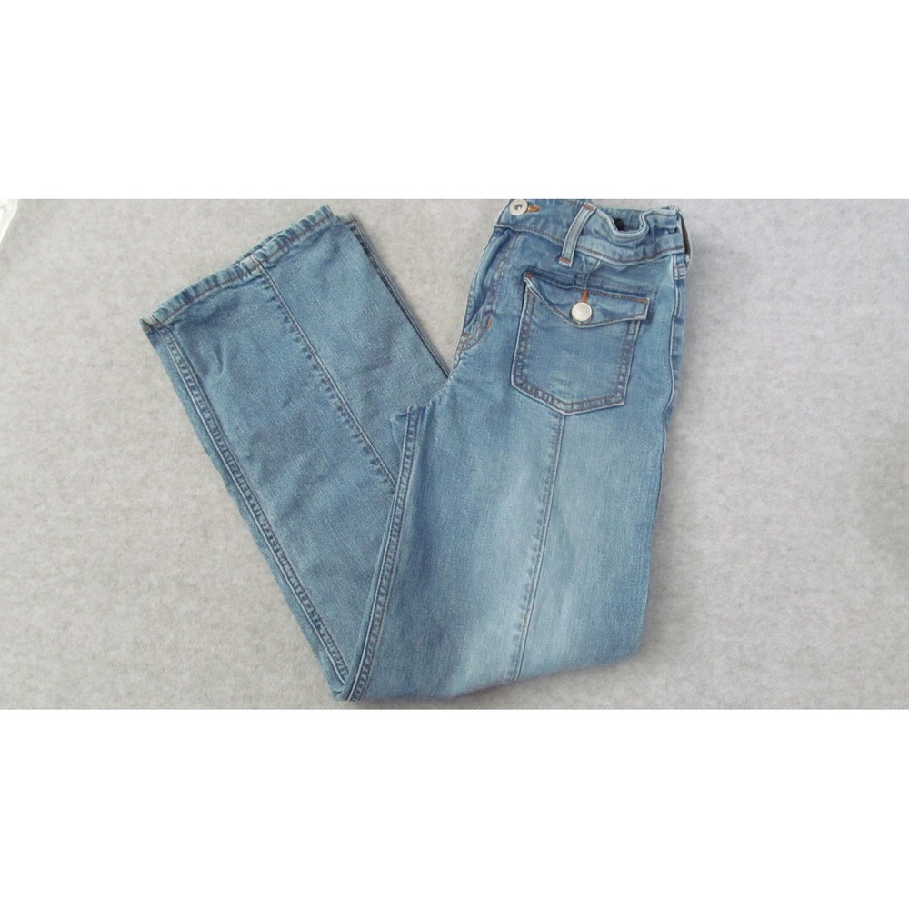 Abercrombie Kids Girls High Rise Wide Leg Jeans Size 11/12 Light Wash Pockets